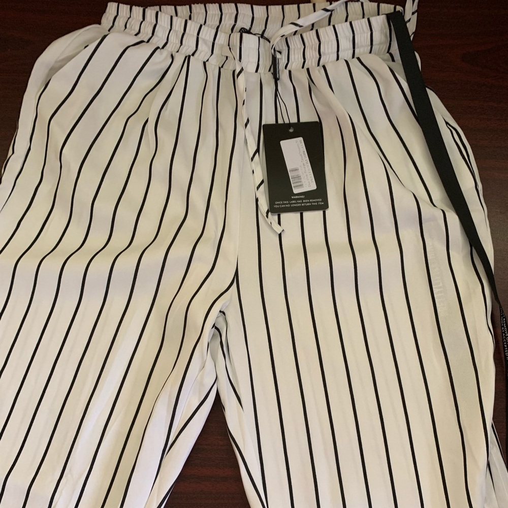Pretty little thing white striped casual pants